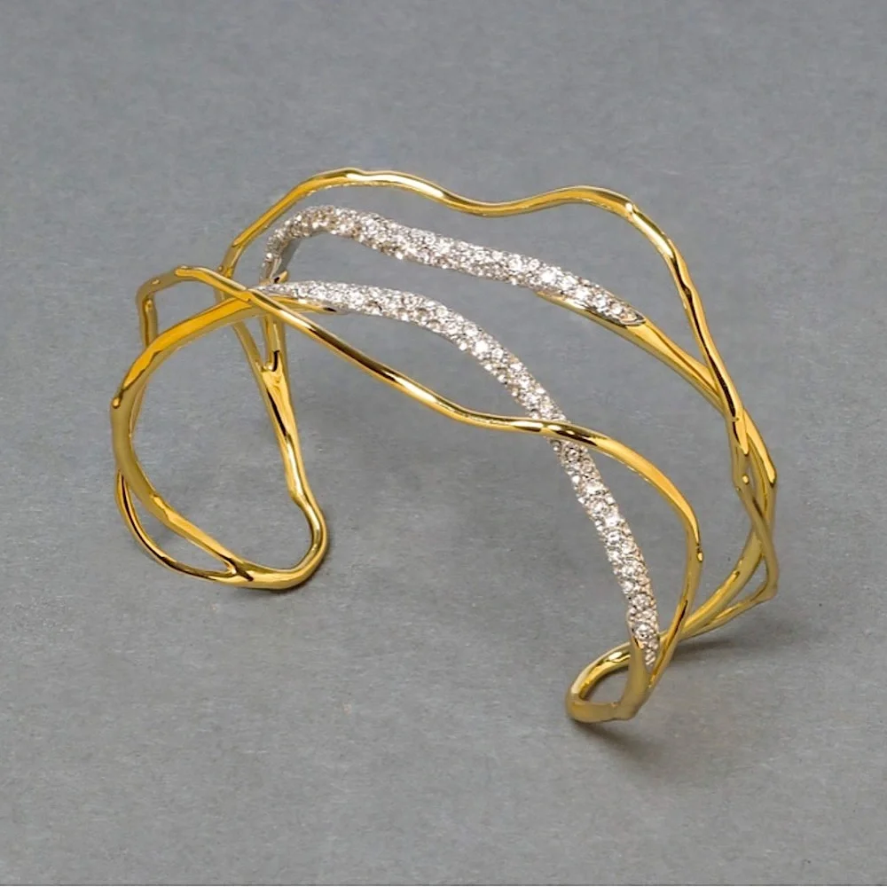 SOLD - ALEXIS BITTAR Solanales Crystal Gold Cuff - Picture 1 of 15